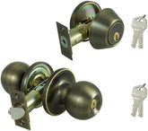 ProSource B38B1-PS Deadbolt and Entry Lockset, Turnbutton Lock, Saturn Design, Antique Brass, 3 Grade, Brass